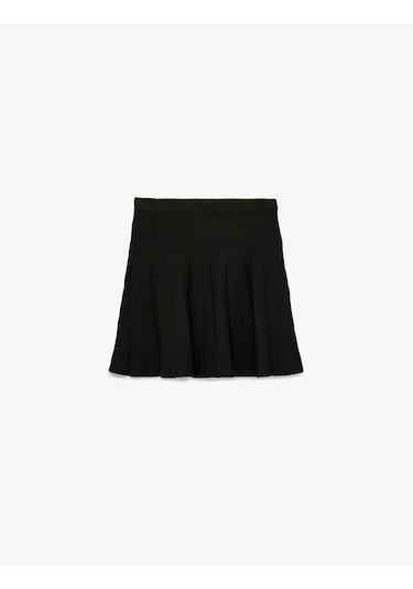 Koton Normal Bel Pileli Mini Etek Siyah 6wal70004ht