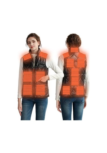 Outdoor Sıcaklık Kontrollü Kadınlar İçin 15 Bölge Isıtmalı Yelek Siyah