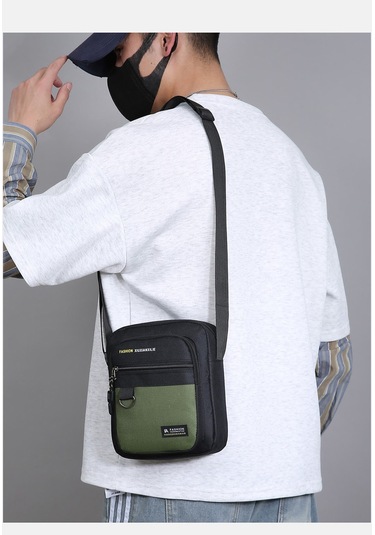 Uıowoo Erkek Omuz Çantası Harfli Ve Metal Halkalı Spor Ve Bisiklet Tek Askılı Sırt Çantası Yeşil