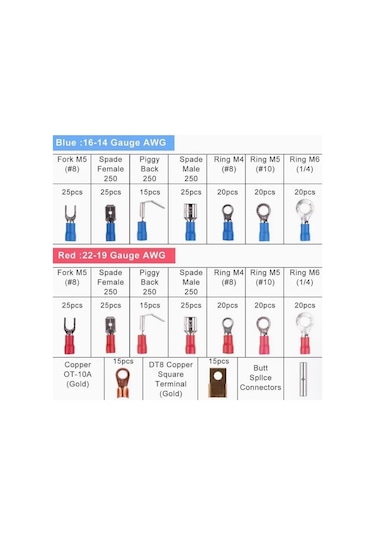 350 Adet Kablo Pabuç Terminal Ve 328 Parça Makaron Seti Şeffaf Çantada