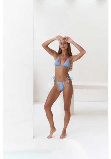 Cahya Bağlamalı Mavi Bikini Altı Mavi