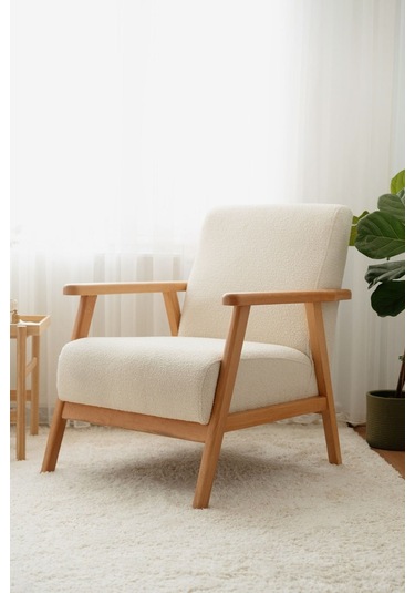 Nika Ahşap Berjer Beyaz