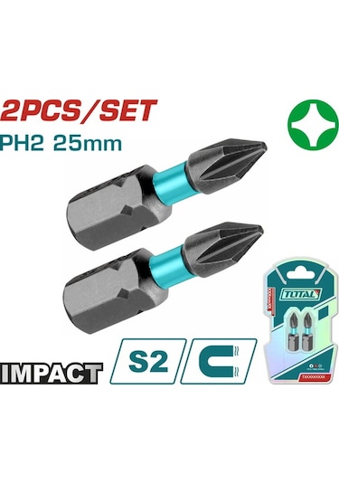 Total Tacım71ph225 Darbeli Ph2x25 Mm Bits Ucu 2 Li Paket