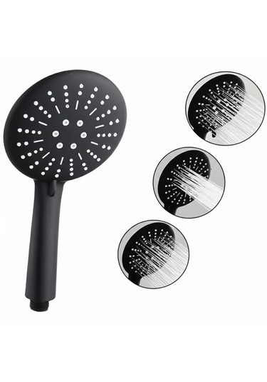 Elit Siyah Banyo Duş Başlığı El Duşu 3 Fonksiyonlu Siyah