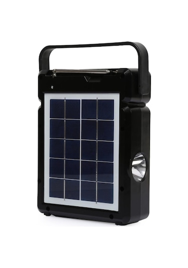 Kamp Lambası Solar Güneş Enerjili Aydınlatma Sistemi 2 Ampul Şarjlı Işıldak Radyo-usb/tf-ns-2730ls Siyah