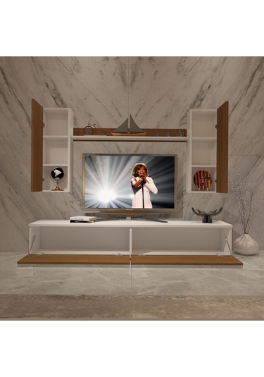 Decoraktiv Eko 5d Mdf Std Tv Ünitesi Tv Sehpası Beyaz - Ceviz