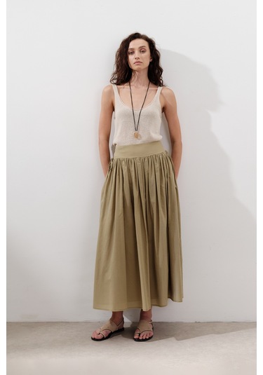 Bağlama Detaylı Geniş Etek Toprak Toprak