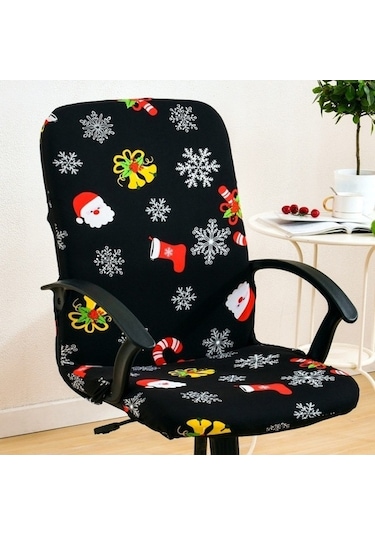 Monyee Ofis Sandalyesi Kılıfı Orta Boy - Yüksek Esneklikli, Yırtılmaya Dayanıklı, Dekoratif Ve Tam Koruma Sağlar Siyah