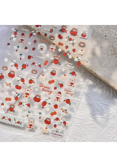 Flybuy Sevimli Ayı Köpek Hayvan Desenli Kek Tatlı Kiraz Yıldız Sticker To4351