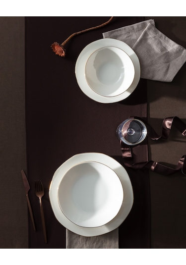 Madame Coco Collin 6 Kişilik 24 Parça Yemek Takımı - Beyaz/gold Çok Renkli