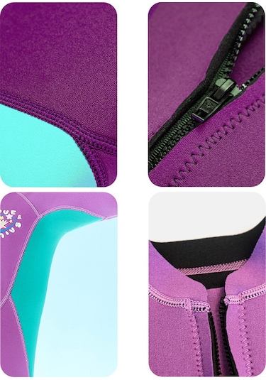 Vkemall Kız Çocuklar İçin 2.5mm Neopren Islaklık, Isı Sağlar, Yumuşak, Hafif, S Sıze, Dalış-sörf-kano İçin Mor Çok Renkli