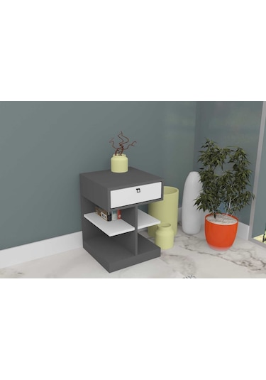 Bicabin Çınar Çekmeceli Raflı  Komodin