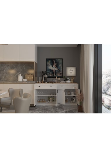 Çiftli Çok Amaçlı Dolap - Kahve Köşesi-mutfak Standı