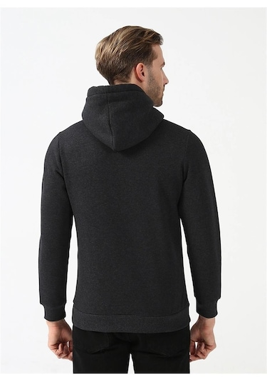 Süvari Kapüşonlu Yaka Regular Kalıp Düz Antrasit Sweatshirt Antrasit