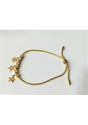 Kadın Çelik Yıldız Sallantılı Altın Renk Bileklik Çelik