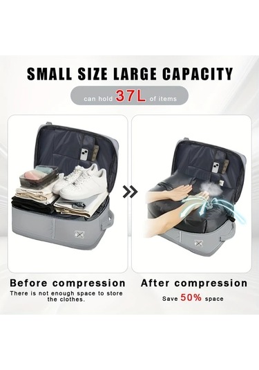 Dashanshop Siyah Vakum Sırt Çantası Pompasız Kadınlar İçin Seyahat Sıkıştırma Bavul Taşınabilir Laptop Çantası Ayarlanabilir Askılar Çok Bölmeli Altın