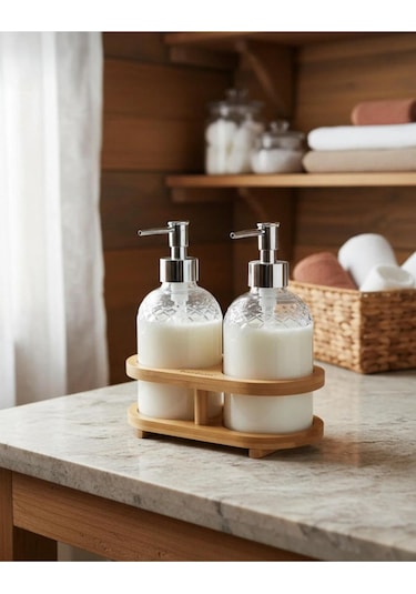 Bambu Standlı 2'li Sabunluk Seti Çok Renkli
