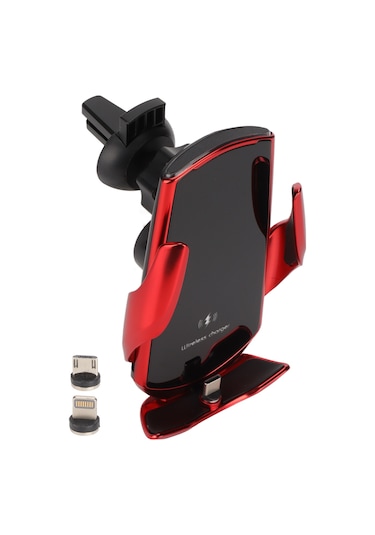 Tenfowee Q3 Akıllı Algılama Araç Kablosuz Şarj Cihazı 15w Hızlı Şarj Otomatik Klempar Tutucu İphone 12/13 Samsung S/note Serileri Uyumlu Kırmızı