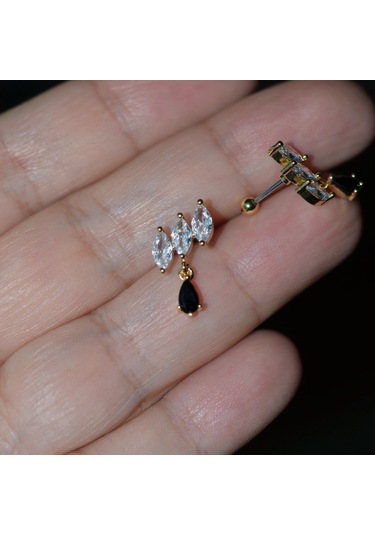 Heppii Taş Sallantılı Helix Piercing Kıkırdak Cerrahi Çelik Gold Renk