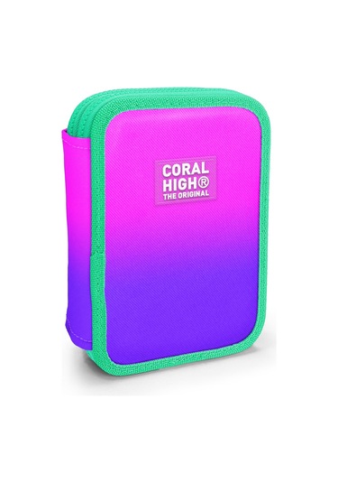 Coral High Kids Pembe Mor Renk Geçişli Çift Katlı Kalem Çanta 11137 Mor - Pembe