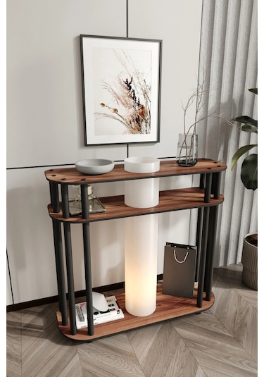 Ravilo Cruise Dresuar Dekoratif Raflı Lambader Ceviz Ceviz