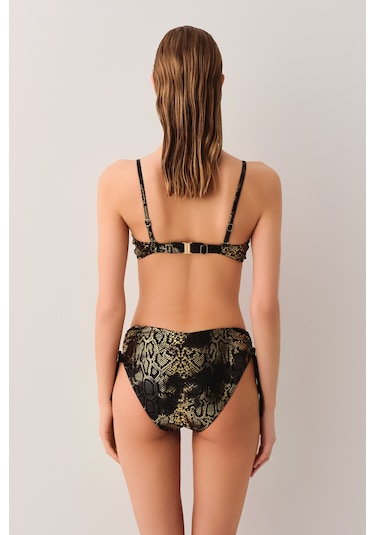 Suwen Medusa Yanı Büzgülü Bikini Alt Sb2541512061206 Siyah Yılan Baskılı