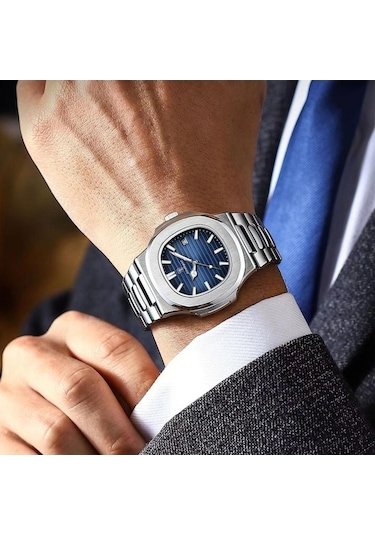 Yingfu Siyah 2023 Lüks Su Geçirmez Erkek Saat - Paslanmaz Çelik Kare Kuvars Saat Siyah