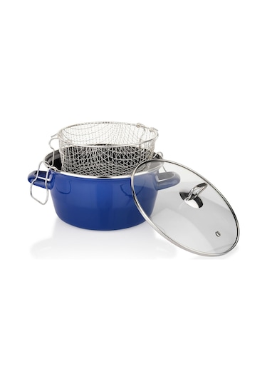 Schafer Fry Çıtır Kızartma Tencere 3 Parça 22 CM Lacivert