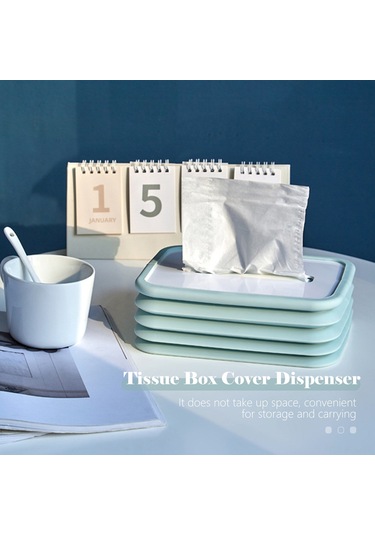 Gajeena Yüksek Kaliteli Silikon Katlanabilir Oto Ve Masaüstü Havlu Kutusu - Yaylı Yükseklik Ayarlı, Kolay Yıkanabilir, Pratik Depolama Mavi