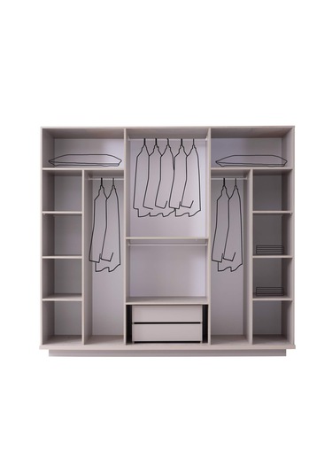 Kansas 6 Kapaklı Gardırop %100 Mdf