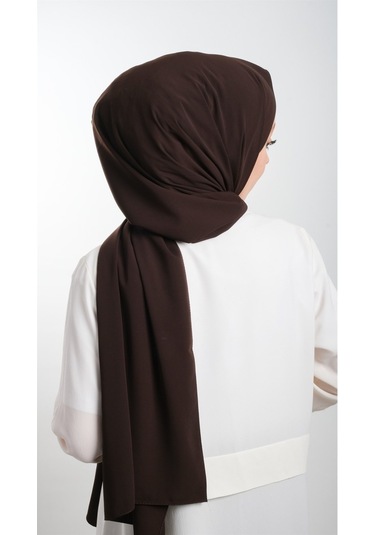 Kahve Düz Klasik Şal Medine Ipeği Sade 202103_14 Kahve
