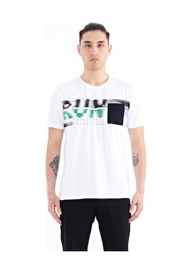 Tommy Life Beyaz Ön Cep Detaylı Baskılı Standart Kalıp Erkek T-shirt - 88200 001