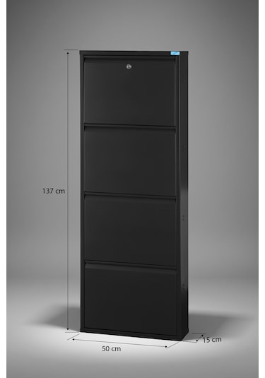 Metal Ayakkabılık 4'lü Kilitli Model Siyah