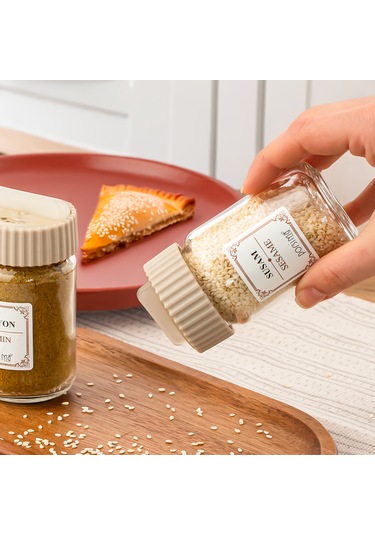 Porsima 1082 12 Li Döner Kapaklı Cam Baharatlık Seti Cappuccino