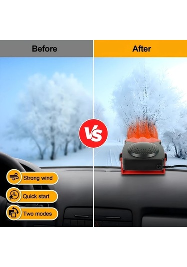 Boatshop1 Siyah 12v 150w Soguk Ve Sicak 2si 1 Arada Donerli Portatif Araba Isitici Fan Yaglik Cozucu Tutacakli