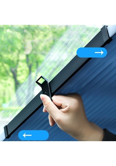 Ally 46 CM Araç Ön Cam Güneşlik Otomatik Geri Çekilebilir Branda Siyah - Gri