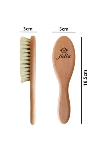 Fulia Doğal Keçi Kılı Bebek Saç Fırçası + Ahşap Tarak