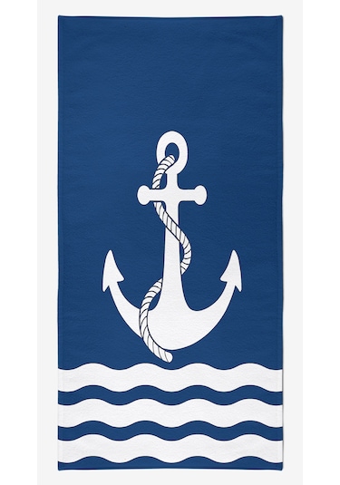 ANCHOR Dijital Baskılı 75x150 Cm Plaj Havlusu Lacivert