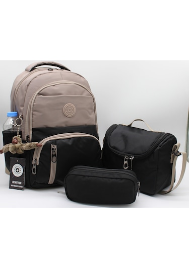 İlk Okul Çantası 3'lü Seti Unisex Çocuk İlkokul Çantası Bvt-8010 Vizon-siyah Vizon - Siyah