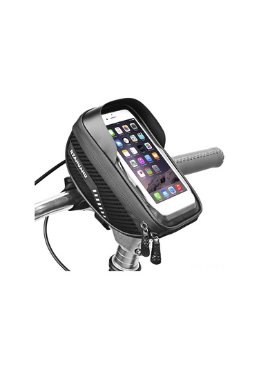 Youtek Bisiklet Ön Çubuk Telefon Çantası, Oxford + Tpu, 7.1" Dokunmatik Pencere, Hava Dayanıklı, Hızlı Kurulum Ya393 Siyah