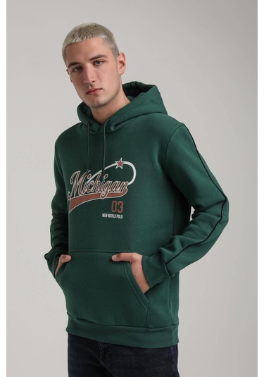 Kapüşonlu Yeşil Slim Fit Full-zip Sweatshirt 24fwm64079 YESIL Yeşil