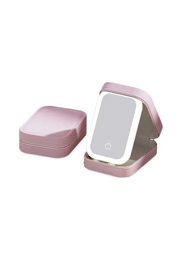 Novahub Gümüş Aynalı Kozmetik Çanta, 1200mah Pil, Pembe Pembe Pembe