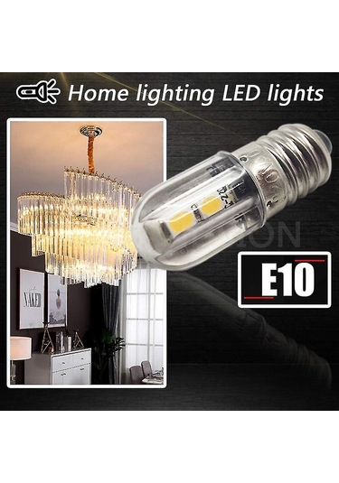 E10 Led Ampul 220v 230v Ac Enerji Tasarruflu Led Gösterge Işığı 8mm Vida Tabanı 3030 4smd Led Yonga Seti Yükseltme Lambası, Sıcak Beyaz 4'lü Paket Hy