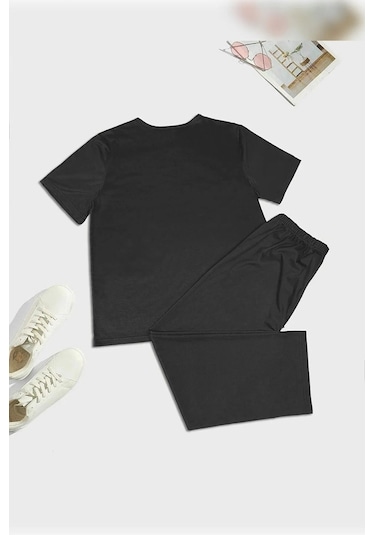 Tampap  2170 Kısa Kollu Erkek Baskılı Pijama Takımı Antrasit