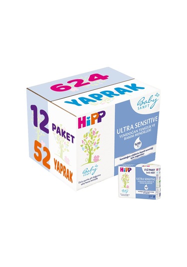 Hipp Baby Sanft Islak Havlu Mendil 52 Yaprak Ultra Sensitive Yenidoğan 12 Li Set 4pk 3 624 Yaprak 12'li Set