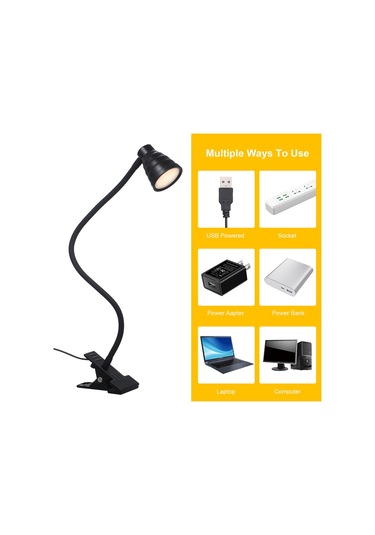 Tomshine Siyah Tomshine 5w 24leds Masa Masa Lambası Okuma Işık Kelepçesi