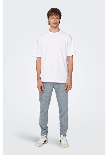 Only & Sons Erkek Onsfred Bisiklet Yaka Kısa Kollu T-shirt 22022532 Beyaz Beyaz