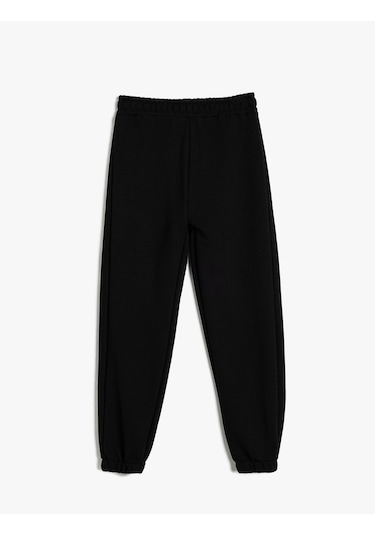 Koton Basic Jogger Eşofman Altı Beli Lastikli Pamuklu Siyah 5wkg40090ak Siyah
