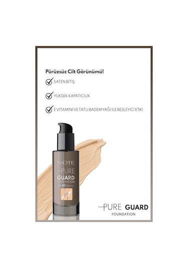 Note Cosmetics Pure Guard Yoğun Kapatıcı Saten Bitişli Fondöten SPF50 120 Golden Beige