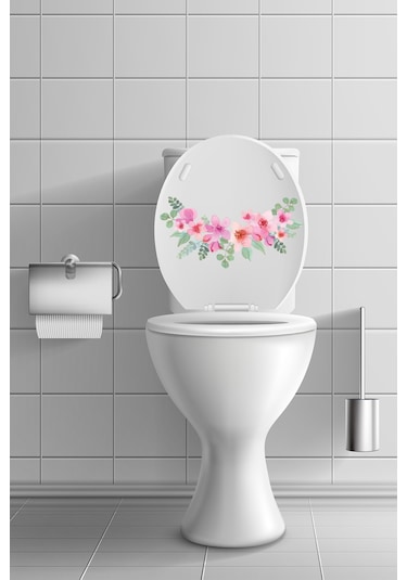 Soft Renkli Güller Klozet Kapağı ve Banyo Sticker Seti